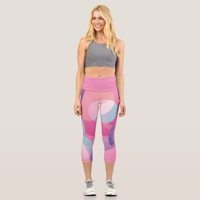 Modern Colourful Geometric pattern Capri Leggings (Front)