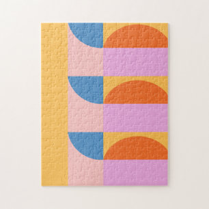 Modern Colourful Geometric Shapes Pattern Jigsaw Puzzle