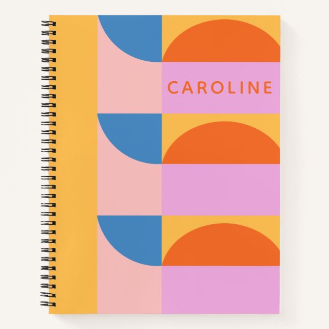 Modern Colourful Geometric Shapes Personalised Notebook (Front)