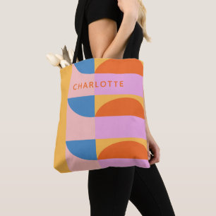 Modern Colourful Geometric Shapes Personalised Tote Bag