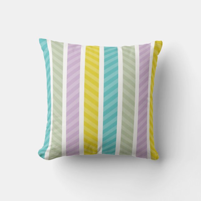 Modern Colourful Geometric Stripes Pattern Cushion (Front)