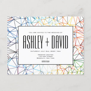 Modern Colourful Geometric Wedding Postcard