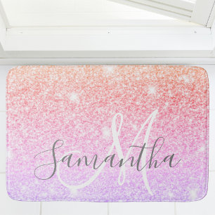 Modern Colourful Glitter Sparkles Personalised Nam Bath Mat