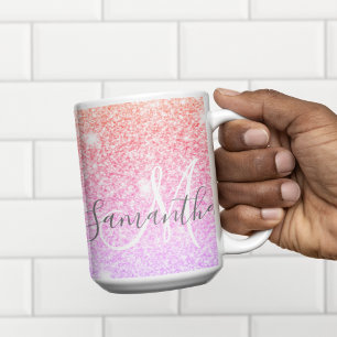 Modern Colourful Glitter Sparkles Personalised Nam Coffee Mug