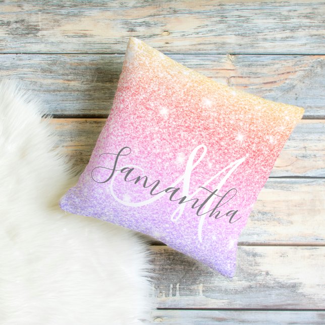 Modern Colourful Glitter Sparkles Personalised Nam Cushion (Creator Uploaded)
