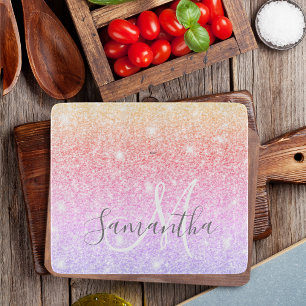 Modern Colourful Glitter Sparkles Personalised Nam Cutting Board