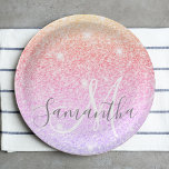 Modern Colourful Glitter Sparkles Personalised Nam Paper Plate<br><div class="desc">Modern Colourful Glitter Sparkles Personalised Name</div>