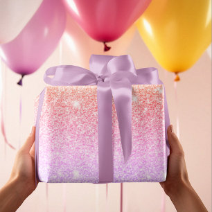 Modern Colourful Glitter Sparkles Personalised Nam Wrapping Paper