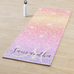 Modern Colourful Glitter Sparkles Personalised Nam Yoga Mat