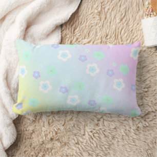 Modern colourful gradient blue flower pattern girl lumbar cushion