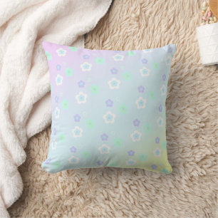 Modern colourful gradient blue flowers pattern Gif Cushion
