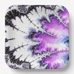 Modern Colourful Gradient Fractal Art Paper Plate