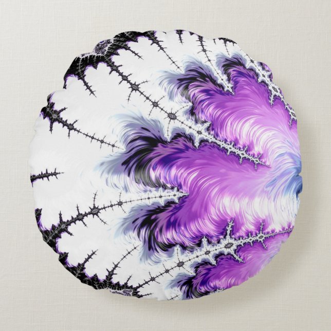 Modern Colourful Gradient Fractal Art Round Cushion (Front)