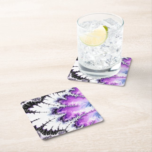 Modern Colourful Gradient Fractal Art Square Paper Coaster (Insitu)