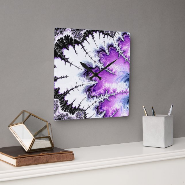 Modern Colourful Gradient Fractal Art Square Wall Clock (Office)