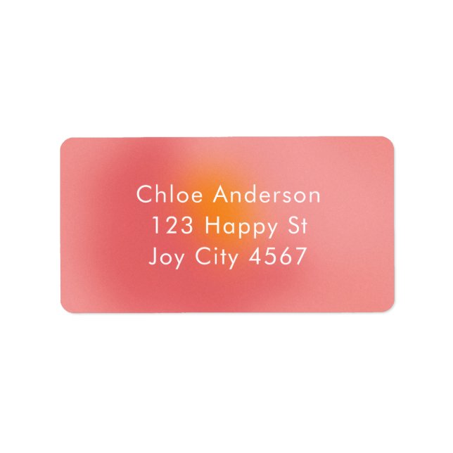 Modern Colourful Gradient Ombré Pink Orange Addres Label (Front)