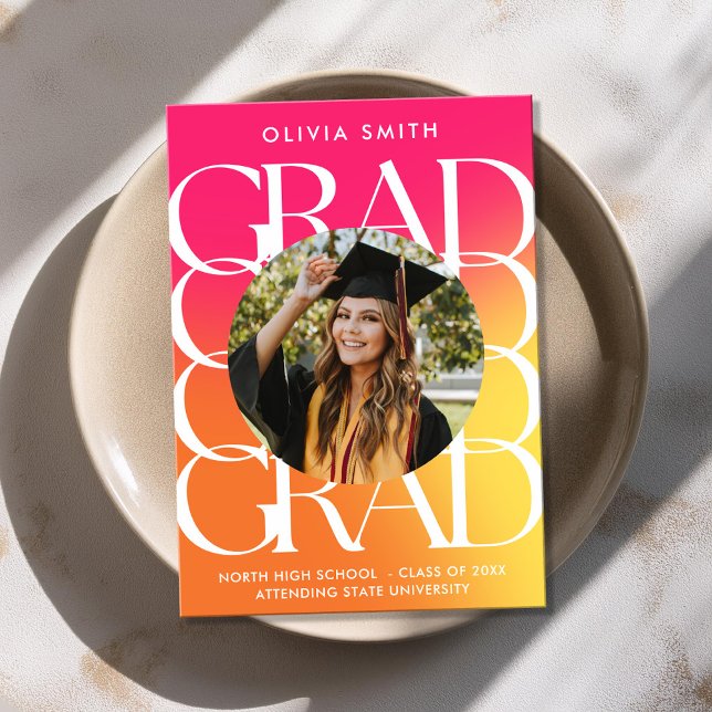 Modern Colourful Gradient Photo Graduation Announcement (Creator Uploaded)