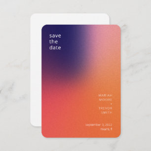 Modern Colourful Gradient Purple Orange Wedding Save The Date