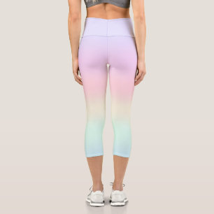 Modern colourful gradient Watercolor Rainbow Capri Leggings