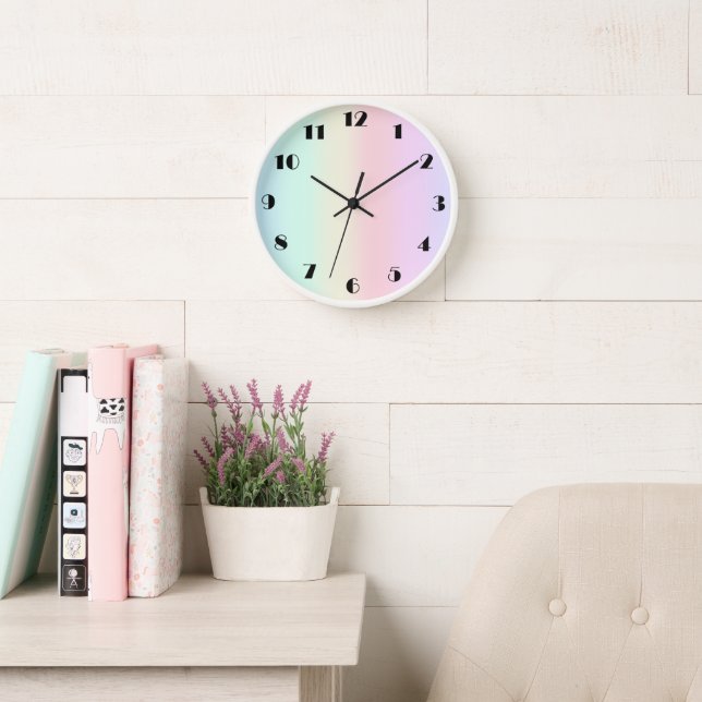 Modern colourful gradient Watercolor Rainbow Clock (Reading Room)