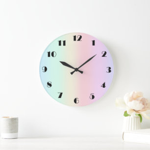 Modern colourful gradient Watercolor Rainbow Large Clock