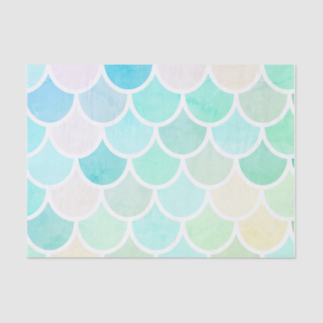 Modern Colourful Green Mermaid Seamless Pattern Tissue Paper (Front)