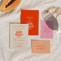 Modern Colourful Hand Drawn Cake Retro Fun Wedding