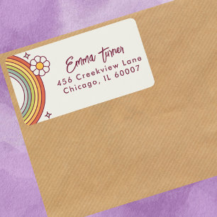 Modern Colourful Hand Lettered Script Address Labe Label