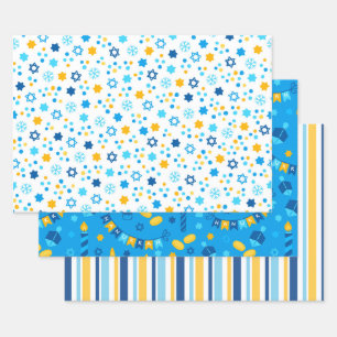 Modern Colourful Hanukkah Wrapping Paper Sheet