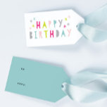 Modern Colourful Happy Birthday Gift Tags<br><div class="desc">A fun way to add personality to your gifts. A bright,  modern happy birthday gift tag and colour block back with space to write on.</div>