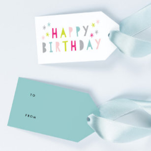 Modern Colourful Happy Birthday Gift Tags