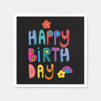 Modern Colourful Happy Birthday  Napkin