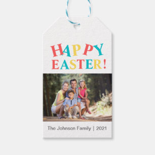 Modern Colourful Happy Easter Photo Personalised Gift Tags