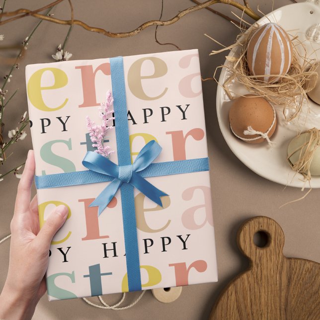 Modern Colourful Happy Easter  Wrapping Paper (Creator Uploaded)