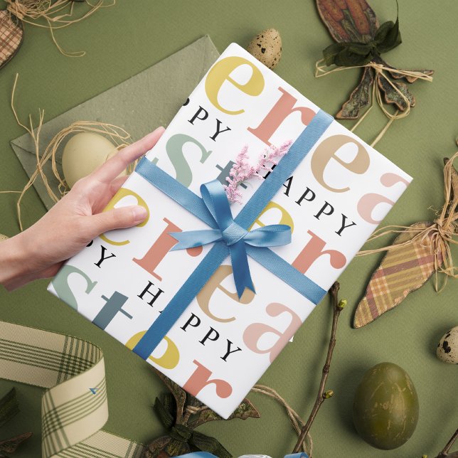 Modern Colourful Happy Easter  Wrapping Paper (Creator Uploaded)