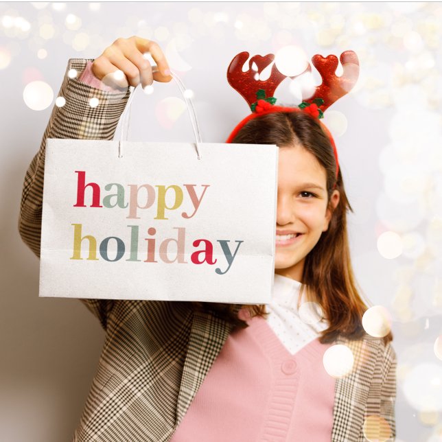 Modern Colourful Happy Holiday Large Gift Bag (Creator Uploaded)