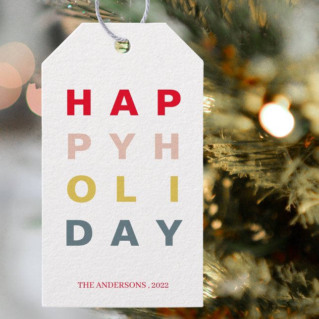 Modern Colourful Happy Holidays Gift Tags (Creator Uploaded)