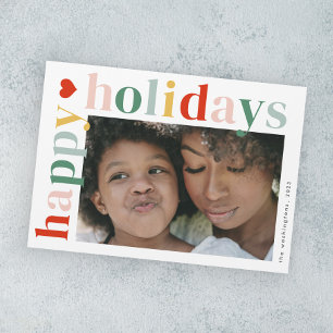 Modern Colourful happy holidays Photo Magnet Card