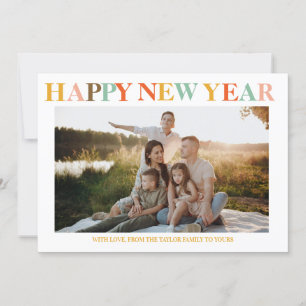 Modern Colourful Happy New Year 2025 Photo Holida Holiday Card