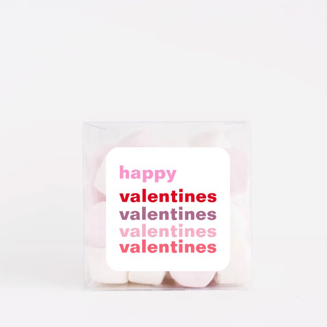 Modern Colourful Happy Valentines Gift Square Sticker (Creator Uploaded)