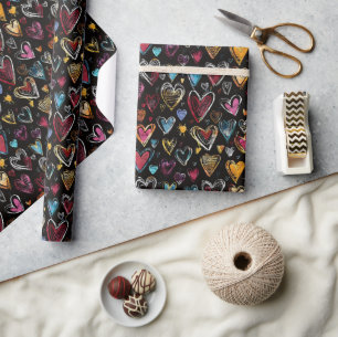 Modern colourful heart pattern wrapping paper