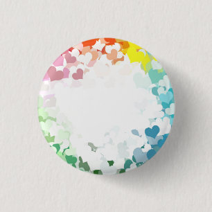 Modern Colourful Hearts Abstract Yellow Orange Blu 3 Cm Round Badge