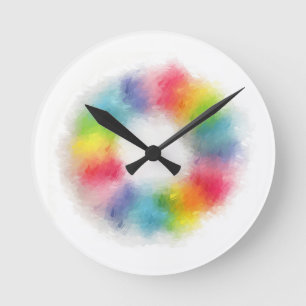Modern Colourful Hearts Blank Template Abstract Round Clock