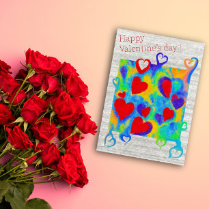 Modern colourful hearts painting-Valentine’s day Holiday Card