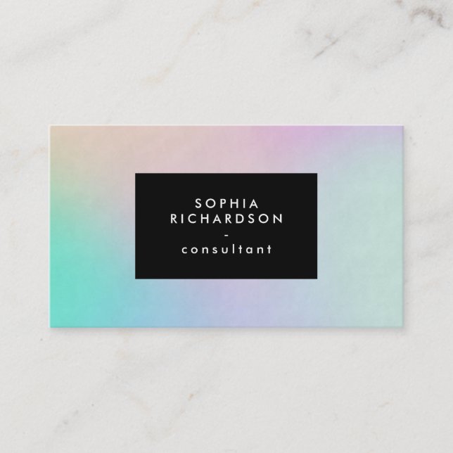 Modern Colourful Holographic Look with Black Business Card (Front)