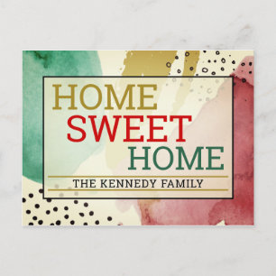 Modern Colourful Home Sweet Home Typography Moving Announcement Postcard