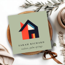 Modern Colourful House Logo Realtor Green Grey Red