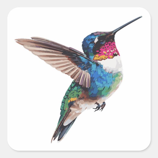 Modern Colourful Hummingbird Artistic Sticker (Front)