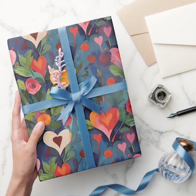 Modern Colourful I Love You Hearts Pattern Wrapping Paper (Gifting)
