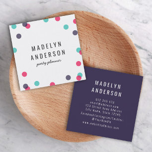 Modern Colourful Indigo Pink Teal Confetti Square Business Card